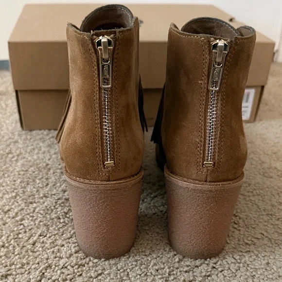 UGG W Corin- Tan Suede Fringe Ankle Boots - Picture 9 of 10
